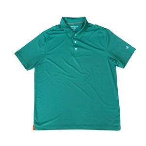 Michel Rouen Mens XL Performance Polo Shirt Green Striped Short Sleeve Golf Tee